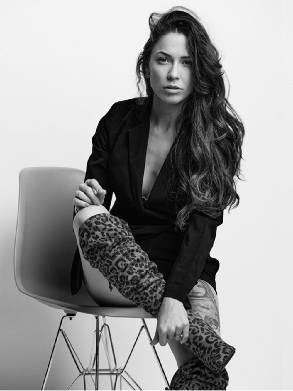 Leopard Print Over-the-Knee Sock Boots - Black/Brown